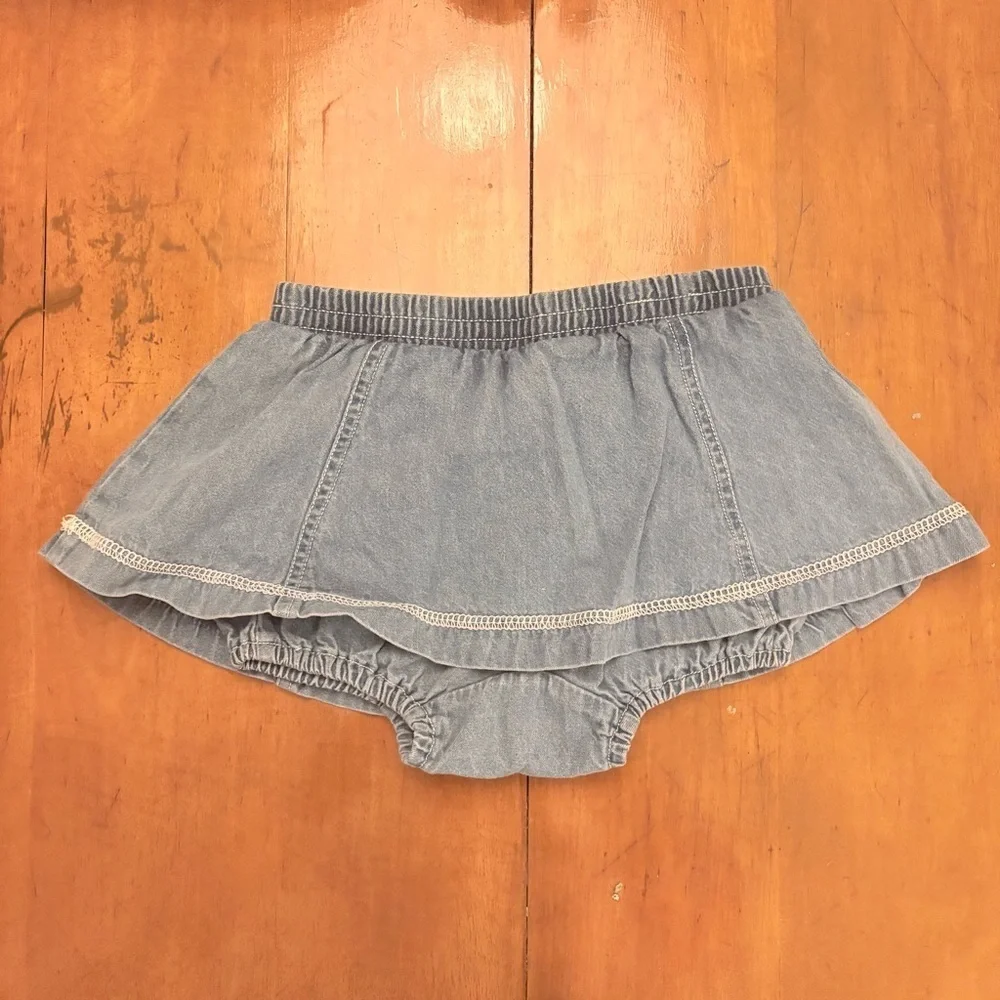 Vintage Eclipse Kids Baby Girl Light Wash Denim Skirt Skort Bubble Size 18M